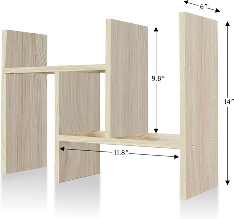 Desktop Organizer Office Storage Rack Adjustable Wood Display Shelf - Free Style Double H Display - True Natural Stand Shelf - White Wood Tone Wood Display Shelf, Stand Shelf, Organizer Office, Furniture Design Wooden, Diy Wooden Projects, Study Room Decor, Desktop Organizer, House Design Kitchen, Diy Wood Projects Furniture