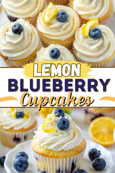 Lemon Blueberry Cupcakes What To Make With Blueberries, Blueberry Cupcakes Recipe, Blueberry Cupcake, Strawberry Blueberry Smoothie, Lemon Blueberry Cupcakes, Almond Pancakes, Blueberry Dump Cakes, Blueberry Cupcakes, Lemon Cream Cheese Frosting