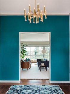 Benjamin Moore - Largo Teal living room wall Teal And Copper Bedroom, Teal Wall Colors, Teal Paint Colors, Copper Bedroom, Turquoise Room, Turquoise Walls, Turquoise Painting, Teal Walls, Dark Wood Floors