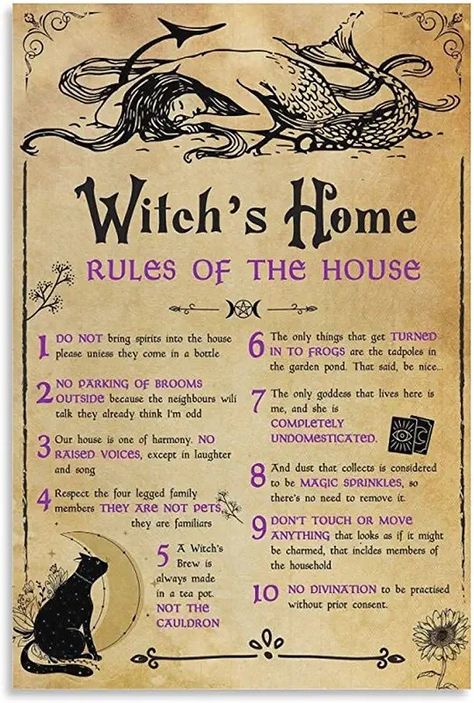 Rules Of The House, Poster Art Ideas, Witch Ideas, Vintage Halloween Posters, Home Rules, Witchy House, Fairy Witch, Xmas Art, Witch Room