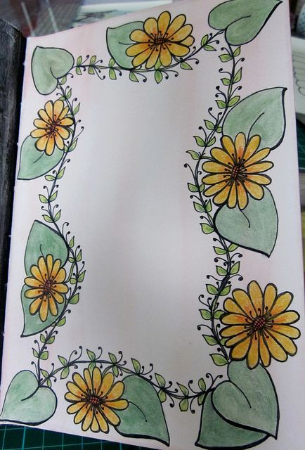 Decorated Pages Borders, Flowers Boarder Design, Border Flower Designs Drawing, Flower Border Design Drawing, Flower Border Design For Project, Floral Border Drawing, Flower Borders Design, Flower Border Design Simple, Flower Border Ideas