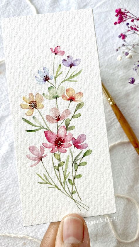 Large selection acrylic painting, oil painting, small painting Simple Flowers Watercolor, Water Colour Flowers Easy, Drawing Ideas Easy Flowers, Simple Flowers Painting, Watercolor Accessories, Watercolour Painting Easy, Easy Watercolor Flowers, Art Deco Watercolor, Watercolor Gift Ideas