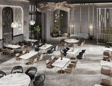 Luxury Restaurant Interior Design Modern, Elegant Restaurant Interior Design, Modern Luxury Restaurant, Modern Restaurant Interior, Restaurant Interior Design Modern, Luxury Restaurant Design, Luxury Cafe, Luxury Restaurant Interior, Restaurant Design Inspiration