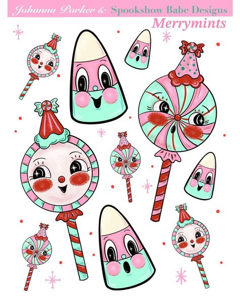 Johanna Parker Design (@jparkerdesign) • Instagram photos and videos Halloween Candy Art, Johanna Parker, Nostalgic Images, Christmas Artwork, Candy Art, Kewpie Dolls, Stationary Design, Vintage Candy, Holiday Stickers