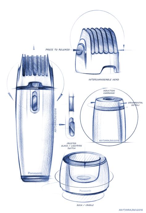 ID / PRODUCT DESIGN / SKETCHES / RENDERS on Behance Industrial Design Portfolio, Object Drawing, Industrial Design Sketch, H Design, Sketch A Day, Sketch Inspiration, Hair Clipper, Cool Ideas, Industrial House