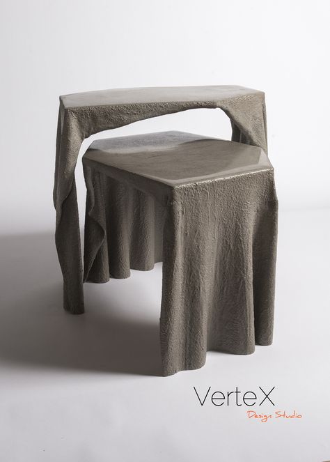 Diy Easy Craft Ideas, Fabric Concrete, Concrete Cloth, Concrete Fabric, Cement Furniture, Form Study, Cement Table, Cloth Diy, Funky Chairs