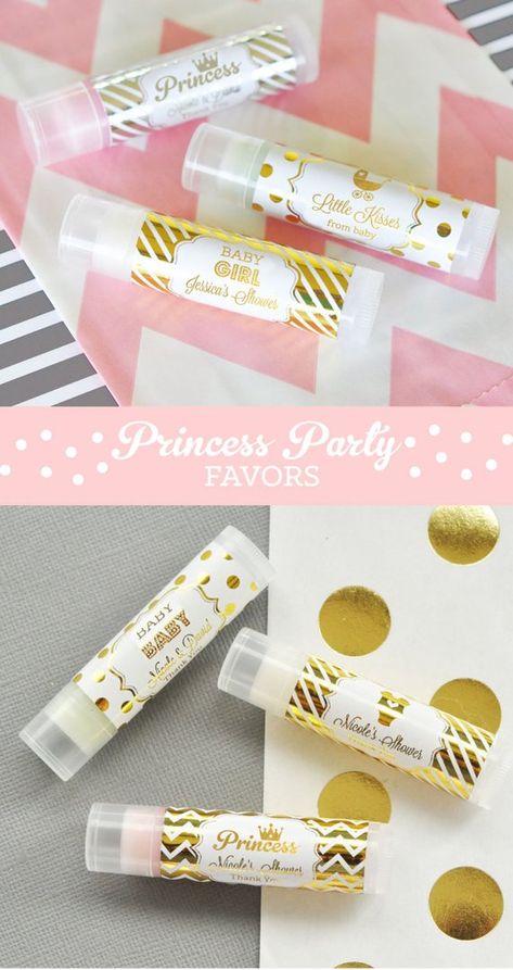 Princess Baby Shower Favor Lip Balms - Princess Party Favors - Princess Birthday Favors Ideas  (EB3031FB) set of 16| Sweet Sixteen Party Favors, Gold Party Favors, Pink And Gold Party, Sweet Sixteen Favors, Princess Favors, Invitations Quinceanera, Sweet 16 Party Favors, Sweet 16 Favors, Pink Party Favors