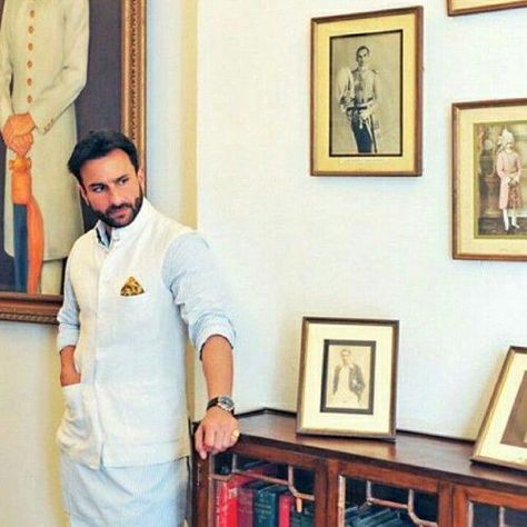 11 Best Kurta Pajama Styles From Indian Male Celebrities Saif Ali Khan Kurta, Pataudi Palace, Pajama Men, Kurta Pajama Men, Groom Dress Men, Indian Groom Wear, Desi Dress, Saif Ali Khan, Mens Kurta