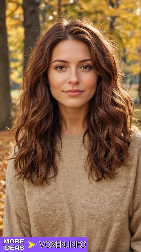 23 Discover the Best Fall Hairstyle Colors for a Stunning Look Makeup For Chestnut Brown Hair, Fall Chestnut Hair Color, Auburn Hair Medium Skin Tone, Best Hair Color For Autumn Skin Tone, Lorelai Gilmore Hair Color, Warm Rich Brunette Hair, Fall Hair For Curly Hair, Fall Medium Hairstyles, Hair For Warm Undertones