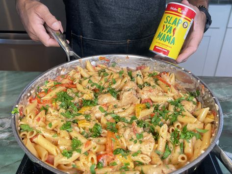 Slap Ya Mama Seasoning Recipe Chicken, Slap Ya Mama Recipes, Slap Ya Mama Chicken, Slap Ya Mama Seasoning Recipe, Slap Ya Mama, Cheesy Chicken Pasta, Creamy Pasta Dishes, Olive Salad, Dish Warmer