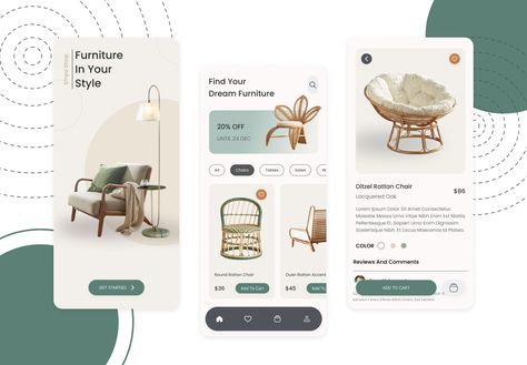 Furniture Application Design, Furniture App Design, Ecommerce Ui Design, Mobile App Ui Design, Habbo Hotel, Ui Design Mobile, Mobile App Design Inspiration, Second Hand Furniture, Photoshop Tutorial Design