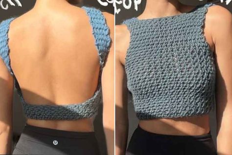 Crochet Low Back Top, Crochet Shirt Straps, Crochet Backless Top Pattern Free, High Neck Crochet Top Pattern, Ivy Open Back Crochet Top, Crotchet Backless Top, Diy Open Back Top, Crochet Tank Top Open Back, Crochet High Neck Top