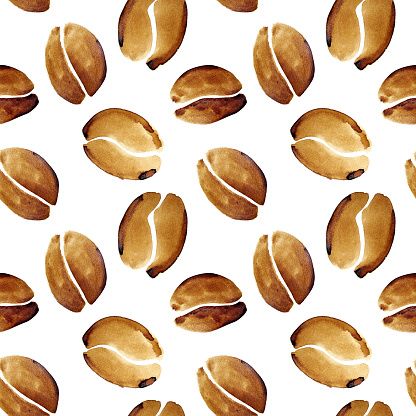 Coffee Bean Watercolor, Coffee Watercolor Art, Coffee Bean Painting, Coffee Bean Art Drawing, Watercolor Coffee Painting, Coffe Paints Art, Coffee Bean Doodle, Coffee Bean Wallpaper, Coffee Art Painting Ideas