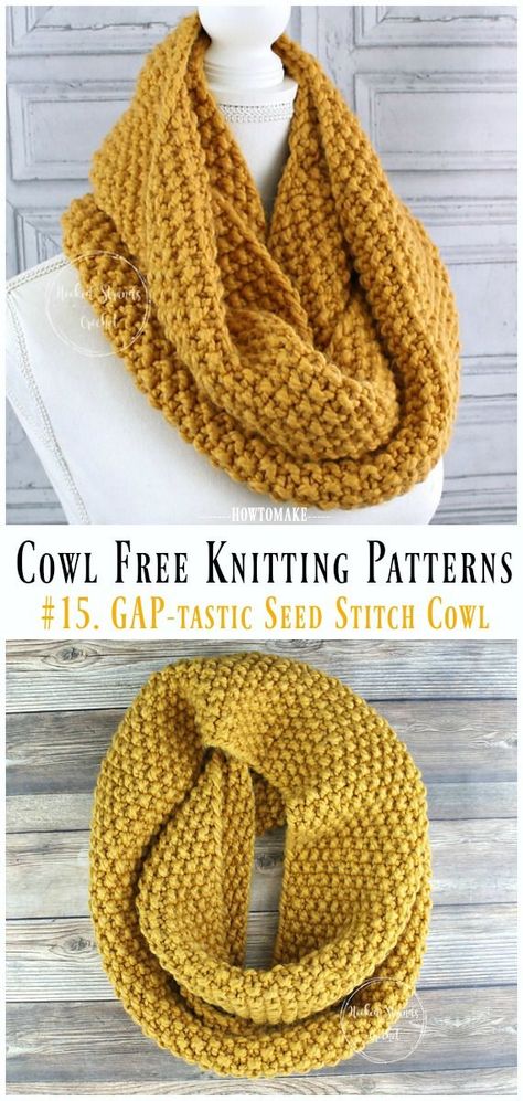 GAP-tastic Seed Stitch Cowl Free Knitting Pattern - Cowl Free #Knitting Patterns Seed Stitch Cowl, Knit Cowl Pattern, Knit Cowl Pattern Free, Crocheted Shawls, Cowl Knitting, Knitting Patterns Free Scarf, Crochet Cowl Pattern, Knitting Machines, Cowl Knitting Pattern