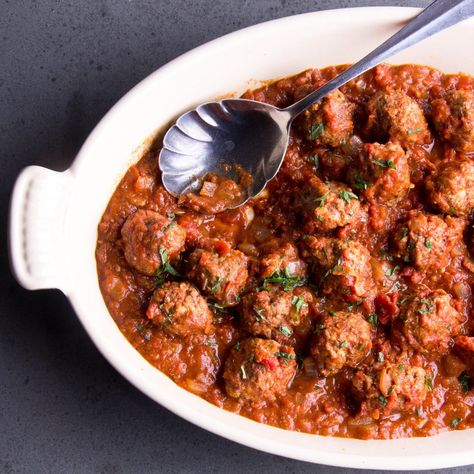 Beef Meatballs Recipe, Greek Meatballs, Canning Whole Tomatoes, Spaghetti Sauce Recipe, Ground Sirloin, Lamb Meatballs, Beef Meatballs, Ground Lamb, Meatballs Recipe