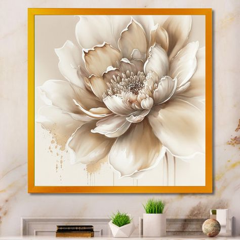 Winston Porter Cream White Flower - Print on Canvas | Wayfair Drawing Room Decor, Acrylic Wall Decor, Metal Wall Sculpture, Mural Floral, Art Flowers, Art Painting Acrylic, Acrylic Wall Art, Floral Wall Art, Floral Botanical