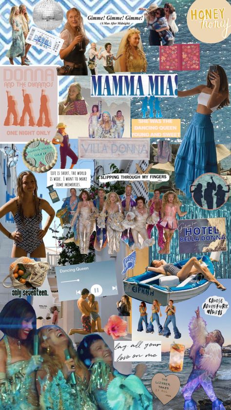 #mammamia Mamma Mia Movie, 17th Birthday Party Ideas, Mia Vibes, Theater Aesthetic, Some Wallpaper, College Wallpaper, Board Collage, 17th Birthday Ideas, La Mans