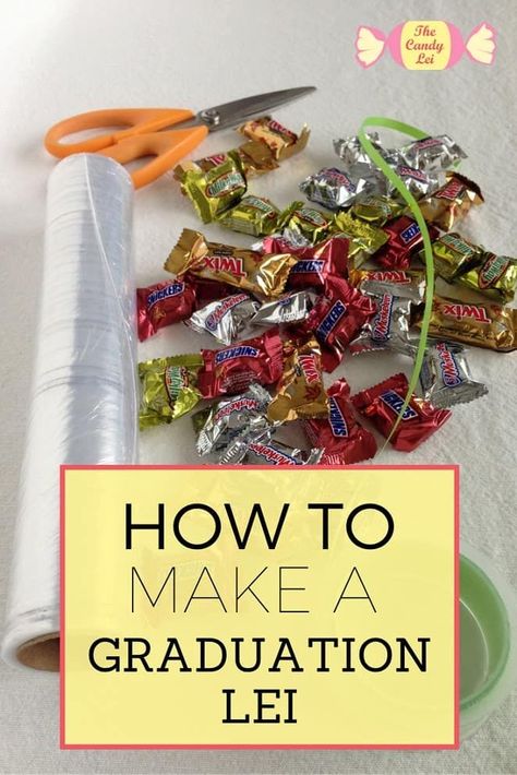 Have a graduate in your home? Create a fun graduation lei with this easy tutorial. Preschool Graduation Leis, Candy Leis For Graduation, Candy Lei Tutorial, Candy Lei Diy, Graduation Candy Bouquet, Diy Leis, Graduation Candy Lei, Leis For Graduation, Lei For Graduation