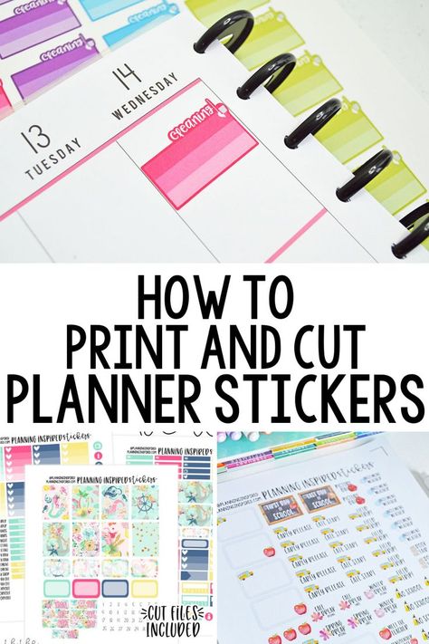 How to print and cut planner stickers with a silhouette machine. Use this tutorial to print and cut printable planner stickers that you find or purchase online. Planner Art Ideas, How To Make Tabs In A Notebook, How To Print Stickers, Diy Planner Stickers, Create Your Own Planner, Happy Planner Printables, To Do Planner, Projets Cricut, Planner Tips