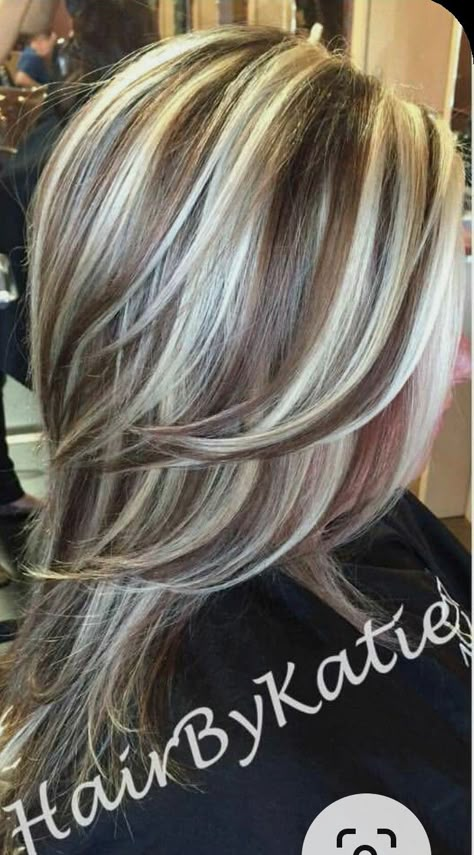 White Hair With Lowlights, Blonde Highlights With Lowlights, Chunky Blonde Highlights, Blonde Highlights On Dark Hair, Frosted Hair, Hair With Lowlights, Short Hair Highlights, Hair Highlights And Lowlights, Summer Blonde