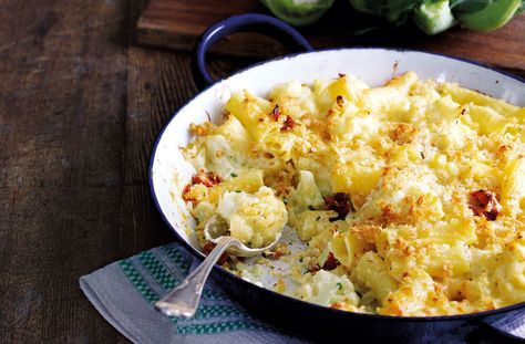 Rigatoni and cauliflower cheese with mascarpone | Tesco Real Food Cauliflower Rigatoni, Family Meal Ideas, Mascarpone Recipes, Rigatoni Recipes, Meatless Dishes, Cauliflower Pasta, Rigatoni Pasta, Tesco Real Food, Veggie Dinner