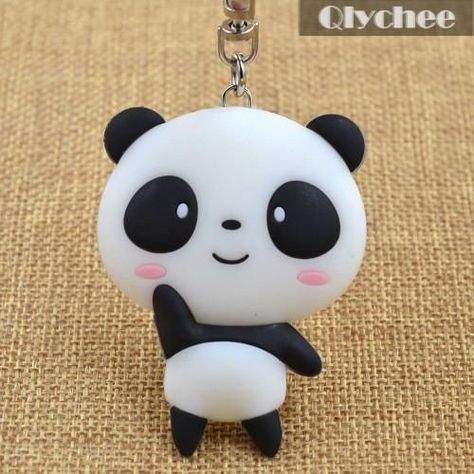 Clay Panda, Fimo Kawaii, Crea Fimo, Cute Panda Cartoon, Panda Cartoon, Polymer Clay Fairy, Cartoon Keychain, Polymer Clay Kawaii, Clay Keychain