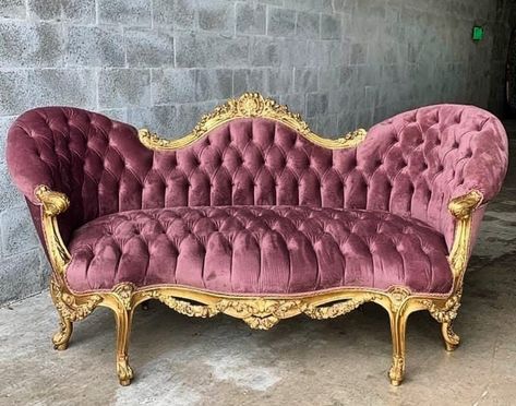 Product Overview  Material - Teak Wood  Assembly - No  Pack Of - 1  Color - purple  Proud to present this Louis XVI sofa that we purchased in Monaco.  Handmade from beech wood around 1950.  Beautifully decorated frame with flowers and reproduced with antique gold leaf finish.   Re-upholstered with blue velvet, in tufted style on the seat and solid style on the rest of the sofa.  The inside edges are upholstered in plissé (folded) style.   Our team has used very high quality materials to refinish Modern Victorian Sofa, Art Nouveau Couch, Vintage Sofa Aesthetic, Fancy Couches, Victorian Couches, Vintage Velvet Couch, 50s Sofa, Fancy Couch, Yard Aesthetic