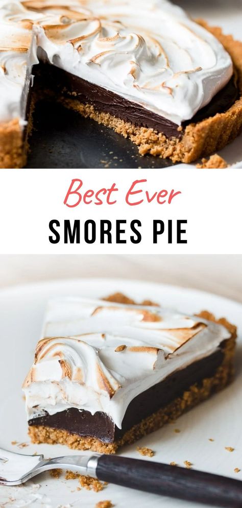 S’mores Pudding Pie, Smores Frozen Dessert, S’mores Inspired Desserts, Cabin Dessert Ideas, S’more Desert, Marshmallow Pie Topping, S’mores Pie Easy, S’mores Dessert Ideas, Unique Smores Recipes