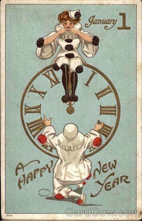 30 Strange and Creepy Vintage New Year's Postcards From Between the 1900s and 1910s ~ Vintage Everyday Victorian New Years Cards, Vintage Victorian Illustration, Vintage New Years Eve Pictures, New Years Eve Pictures, Vintage New Years, Victorian Postcards, Victorian Christmas Cards, Victorian Illustration, Creepy Vintage