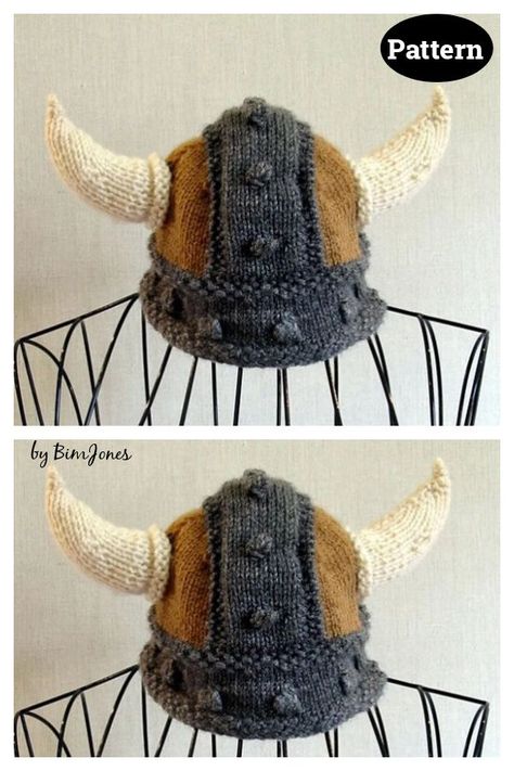 Viking Hat Knitting Pattern Norse Knitting Pattern, Knitted Viking Hat Pattern, Viking Knitting Patterns Free, Viking Knitting Pattern, Crochet Viking Hat Free Pattern, Crochet Viking, Crochet Viking Hat, Knitted Heart Pattern, Viking Baby