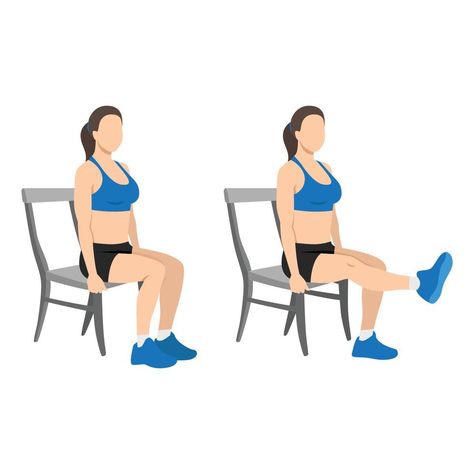 Woman doing seated chair leg extensions Situps In Chair, Sit Properly Clipart, Seated Leg Extension, Leg Extensions, Cityscape Photos, Chair Legs, Logo Banners, Heart With Arrow, Vector Logo