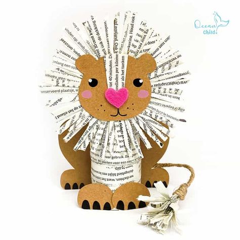 Recycle Craft, Lion Craft, Magazine Crafts, Crafts From Recycled Materials, Toilet Paper Roll Crafts, Animal Crafts For Kids, Newspaper Crafts, Paper Roll Crafts, Kids Create