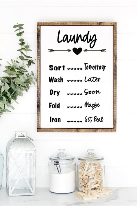 #storage #laundry #laundryroomdesign Wall Sign Ideas, Laundry Room Wall, Laundry Ideas, Laundry Room Closet, Laundry Decor, Room Closet, Laundry Room Makeover, Sign Ideas, Vinyl Signs