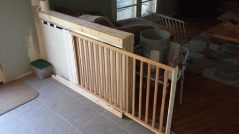 Complete Kitchen Remodel - by Scott C. @ LumberJocks.com ~ woodworking community Diy Dog Gate, Diy Baby Gate, Complete Kitchen Remodel, Stair Gate, Pocket Door Hardware, Small Basements, Baby Gate, Baby Gates, Shaker Style Doors