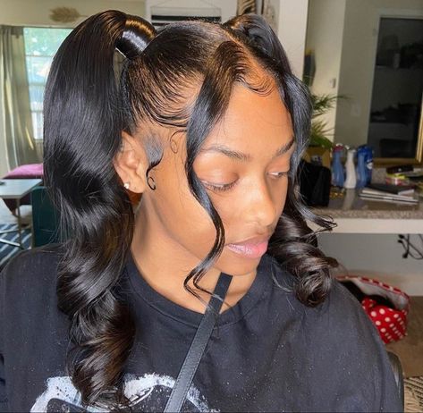 Two High Ponytails With Weave, Ponytails With Weave, Two High Ponytails, Cute Weave Hairstyles, Latina Hair, Exotic Hairstyles, Weave Ponytail Hairstyles, Weave Ponytail, Braided Cornrow Hairstyles