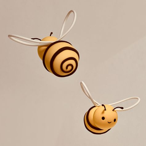 Polymer Clay Bumble Bee, Bee Clay Art, Clay Bee Earrings, Clay Bees, Clay Beehive, Polymer Clay Bee, Bee Clay, Mini Clay, Clay Studs