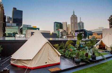 11 Things You Don’t Know About Melbourne’s Rooftop Camping Hotel | Melbourne | The Urban List Rooftop Camping, Urban Camping, Forest Cafe, Dream Holidays, Melbourne Central, Melbourne Cbd, Rooftop Patio, Luxury Camping, Rooftop Garden