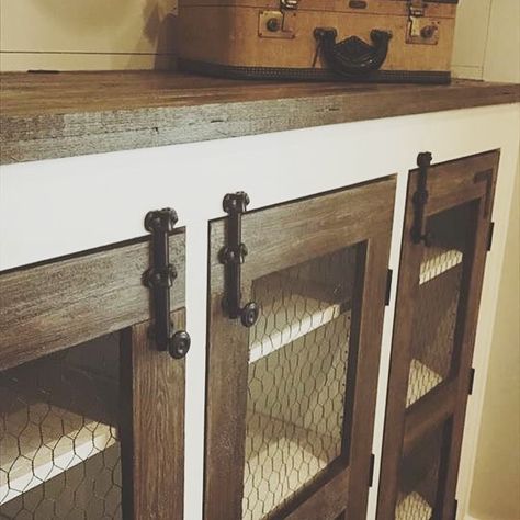 Rustic Chicken Wire Cabinet, Chicken Wire Door Cabinet, Chicken Wire Cabinets Kitchen, Farmhouse Cabinet Doors, Viking Farm, Rustic Pantry Door, Chicken Wire Cabinets, Rustic Cabinet Doors, Barn Wood Cabinets