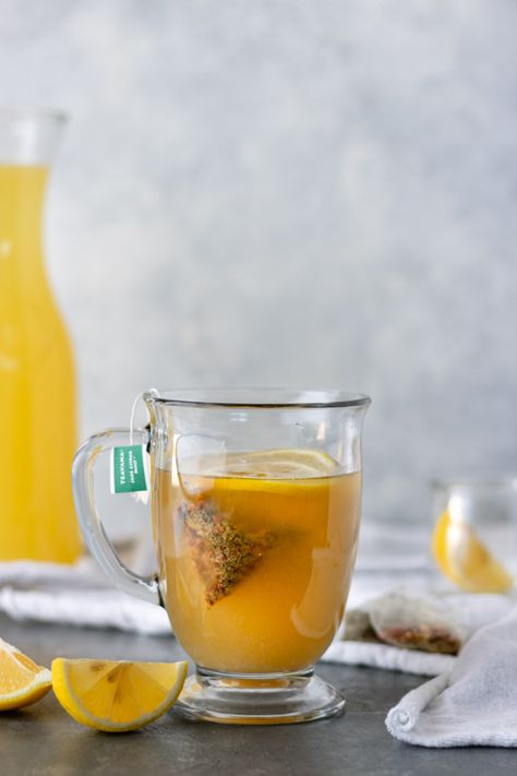 Hot Honey Ginger Tea! It's a tad bit sweet with an added spicy kick of ginger juice. This simple and delicious recipe is my at-home version of the Starbucks Medicine Ball. | #tea #tearecipe #lemonade #lemonaderecipe #drinks #drinkrecipe alifedelicious.com via @alifedelish Starbucks Medicine Ball, Magazine Recipe, Honey Lemonade, Ginger Honey Lemon, Peppermint Syrup, Glow Water, Natural Grocers, Tonic Recipe, Honey Ginger