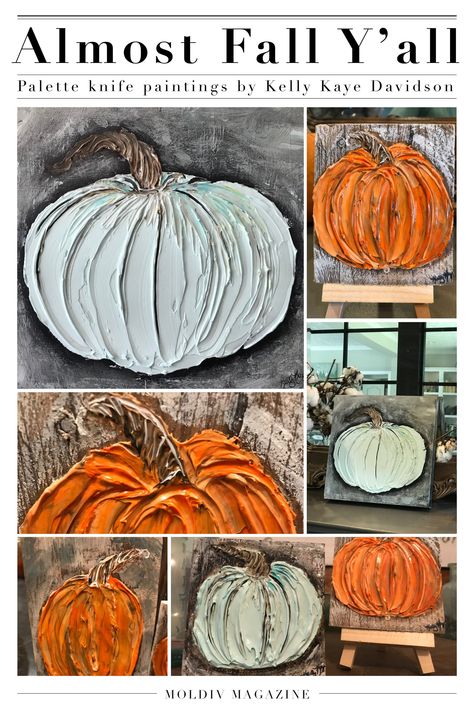 Texture Pumpkin Art, Diy Textured Pumpkins, Textured Halloween Art, Fall Textured Art, Fall Textured Painting, Spackle Pumpkin, Putty Art, Skulls Animal, Pumpkin Canvas Painting