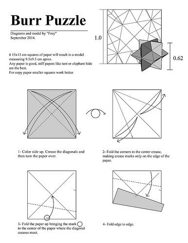 Origami Burr Puzzle page 1 Geometric Origami, Modular Origami, Copy Paper, Paper Folding, Origami Crafts, Crafty Craft, Kirigami, Origami Paper, Don't Give Up