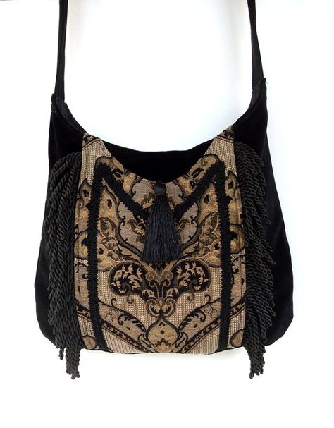 Fringed Gypsy Tapestry Bag  Messenger Renaissance Crossbody Black Velvet Boho Purse on Etsy, $65.00 Boho Purse, Tapestry Bag, Boho Purses, Boho Bags, Fabric Bags, Cute Bags, Backpack Purse, Black Velvet, Purses And Handbags