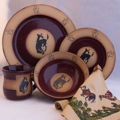 Southwestern Dinnerware, Western Dining Room, Pendleton Round Up, Western Dinnerware, Horses Western, Pottery Place, Red Dinnerware, Pottery Dinnerware, Colorful Pottery