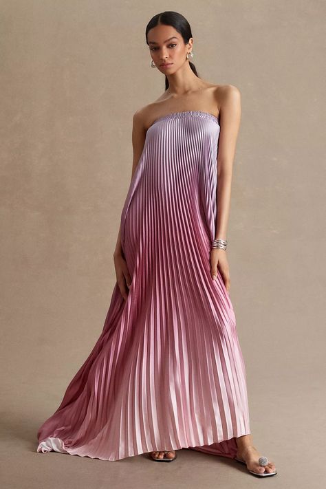 L'IDÉE Elle Strapless Pleated Gown | Anthropologie Simple Maxi, Pleated Gown, Purple Fits, Dresses Formal Elegant, Skirt Pleated, Wedding Sale, Pleated Fabric, New Wedding Dresses, Wedding Bridesmaid Dresses