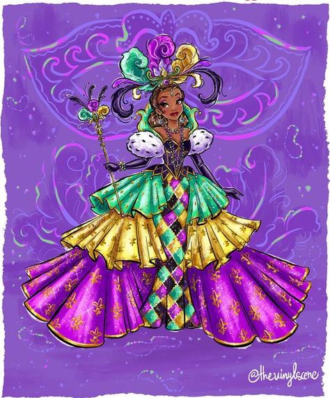 The Vinyl Scene on Instagram: "🎉🎭 Mardi Gras Tiana 🎭🎉 #fanart by @thevinylscene #disney #disneyart #disneyprincess #tiana #mardigras #neworleans #fashiondoll #disneydoll #disneyfanart #shopdisney" Tiana Fanart, Black Disney Princess, Tiana And Naveen, Disney Princess Tiana, Disney Wallpapers, Monster High Art, Disney Artwork, Princesa Disney, Christmas Nativity Scene