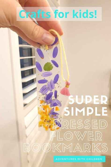 Planting Kids Activities, Pressed Flower Suncatcher Kids, Wildflower Activities For Kids, Contact Paper Bookmark, Pressed Flower Laminated Bookmarks, Laminated Flower Bookmark, Mother’s Day Bookmark Craft, Fun Bookmarks Diy, Wildflower Crafts For Kids