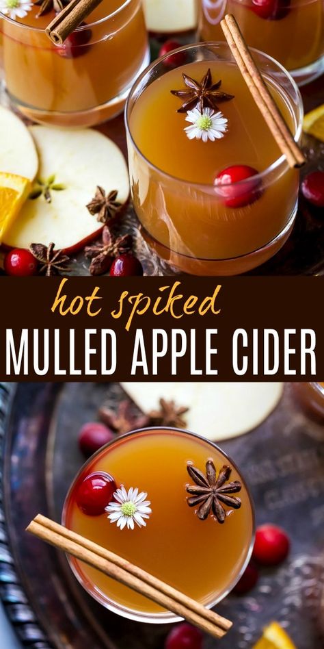 Spiked Hot Apple Cider, Mulled Apple Cider Recipe, Hot Apple Cider Recipe, Spiked Apple Cider, Mulled Apple Cider, Cider Drinks, Apple Cider Cocktail, Apple Cider Recipe, Cider Cocktails