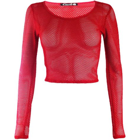 Womens Crop Top Ladies All Mesh Lace Fishnet Long Sleeve Stretch Vest... ❤ liked on Polyvore featuring tops, t-shirts, shirts, crop, t shirts, red long sleeve t shirt, fishnet long sleeve shirt, longsleeve t shirts and long sleeve t shirts Red Mesh Top Outfit, Red Lace Shirt, Red Mesh Top, Fishnet Long Sleeve Top, Red Long Sleeve Crop Top, Long Sleeve Lace Shirt, Mesh Top Outfit, Fishnet Long Sleeve, Red Fishnets