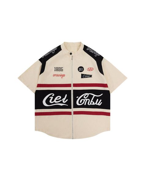 DETAILSMaterial: CottonCollar: Turn-down CollarPattern Type: PatchworkClosure Type: Zipper Online Shops Clothes, Streetwear Fashion Png, Race Shirt Design, Race Fashion, Looks Hip Hop, Top Streetwear Brands, Aelfric Eden, Biker Shirts, High Street Fashion