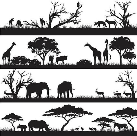 African Wild Animals, Silhouette Arte, Animal Stencil, Africa Safari, Silhouette Stencil, Animal Silhouette, Silhouette Free, Silhouette Art, African Animals